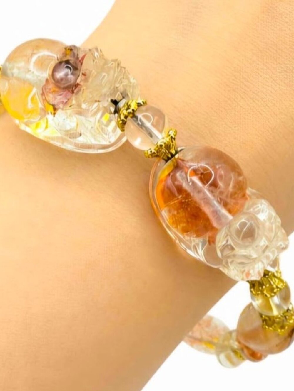 Natural High Grade Hematoid Koi Quartz Blessing Pi Xiu Bracelet